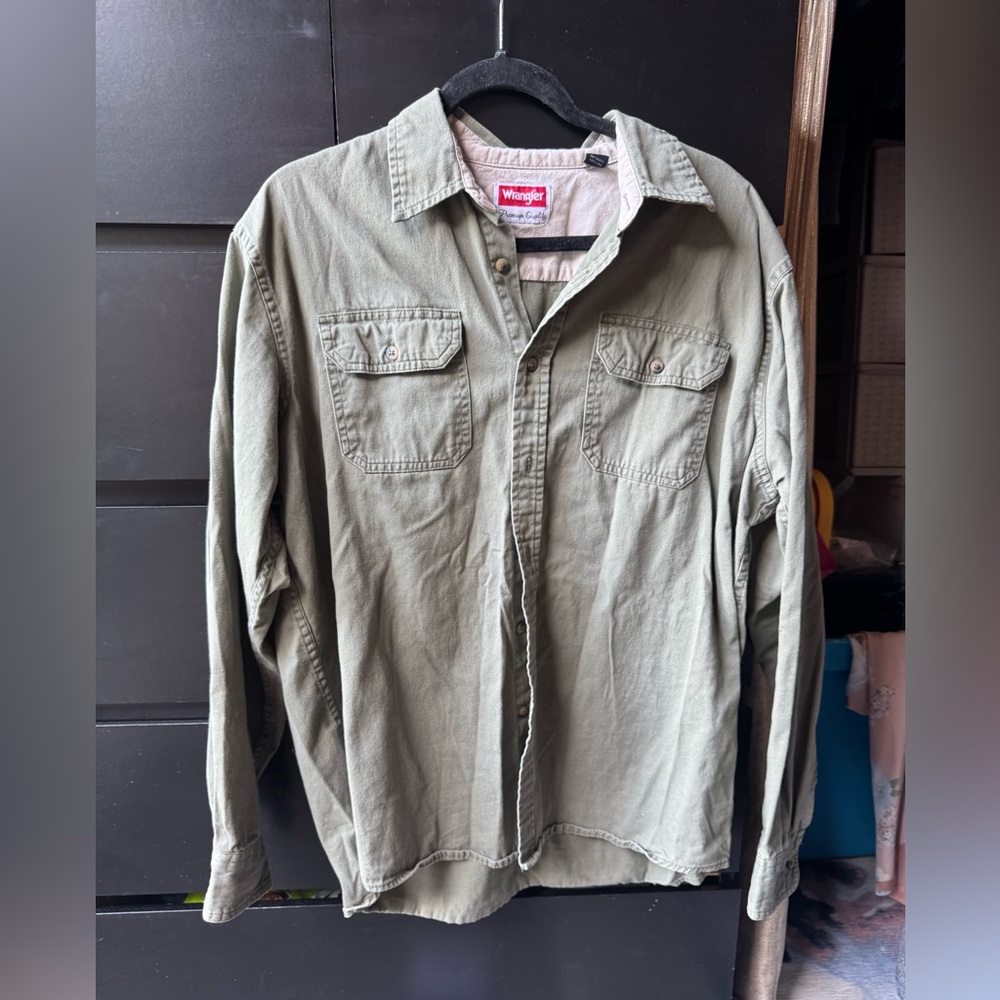 Wrangler Olive Green Button-Up Shirt